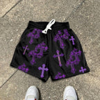 Cross Graphic Dot Mesh Shorts