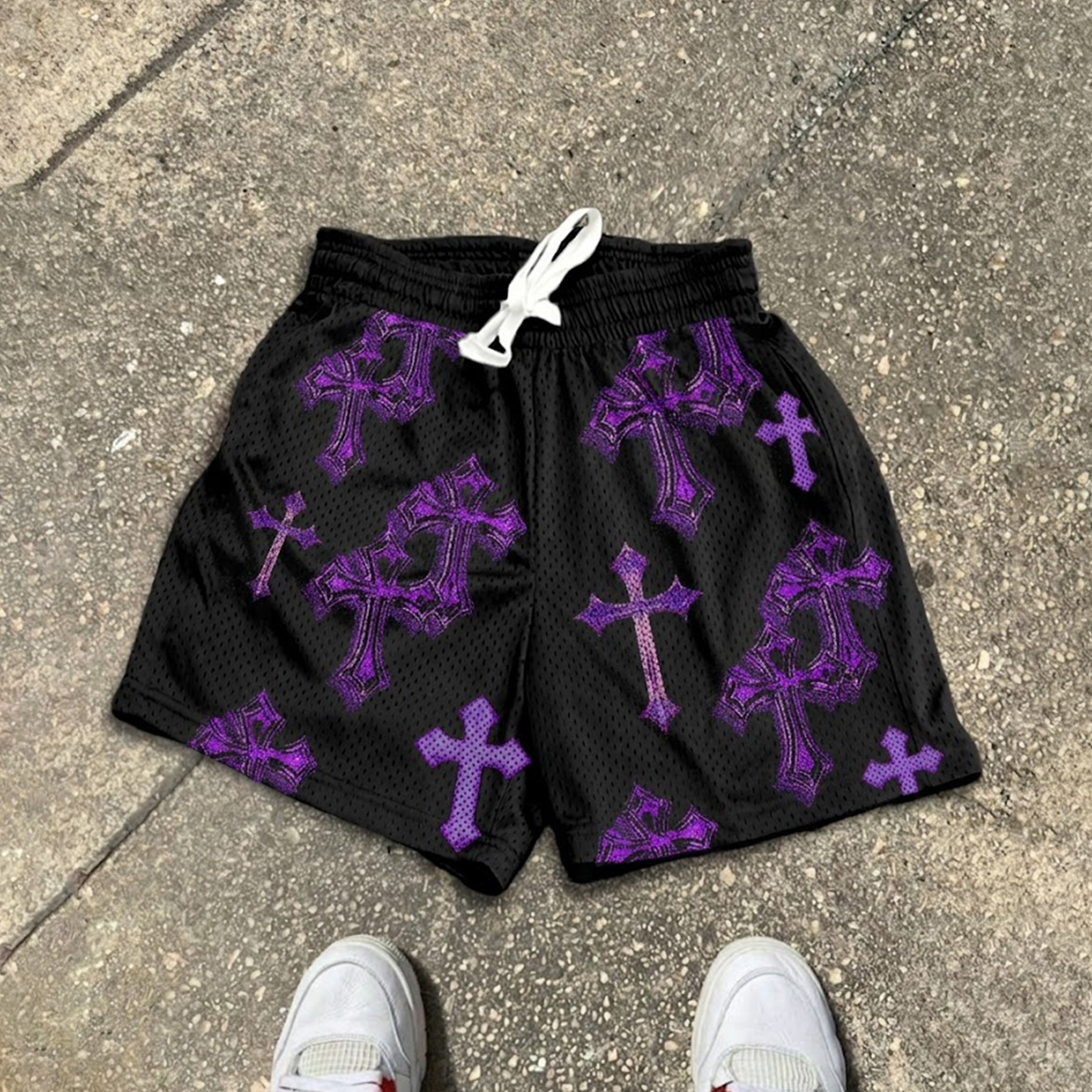 Cross Graphic Dot Mesh Shorts