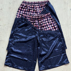 Fashionable Plaid Color-blocked Drawstring Casual Shorts