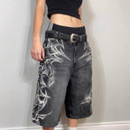 American Vintage Washed Tribal Print Denim Shorts