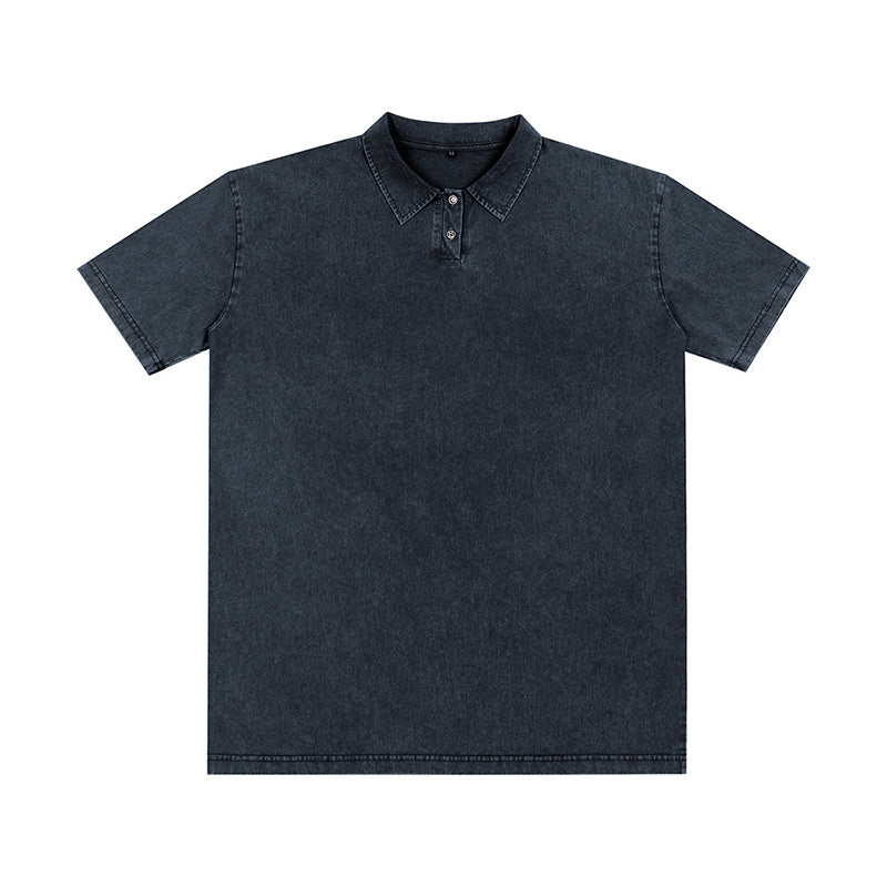Retro Pure Cotton Casual Collared Short-sleeved Polo Shirt