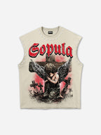 Angels Praying In Hell Vintage Graphic Rhinestone Tank Top
