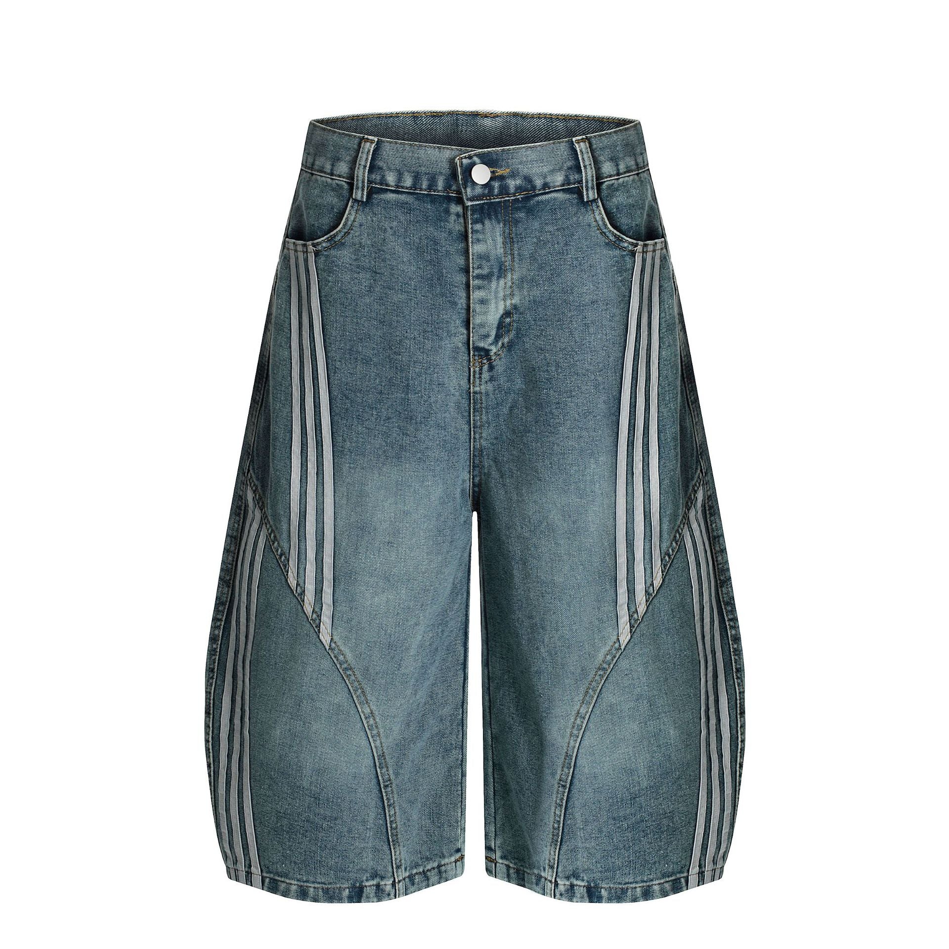 Stripe Barrel Longline Y2k Wide Leg Baggy Jorts