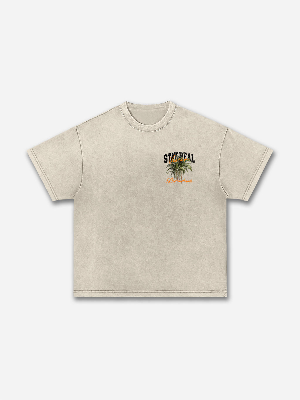 Stay Real Coconut Vacation Vintage Graphic Washed T-shirt