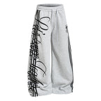Retro Striped Letter Print Wide-leg Sweatpants