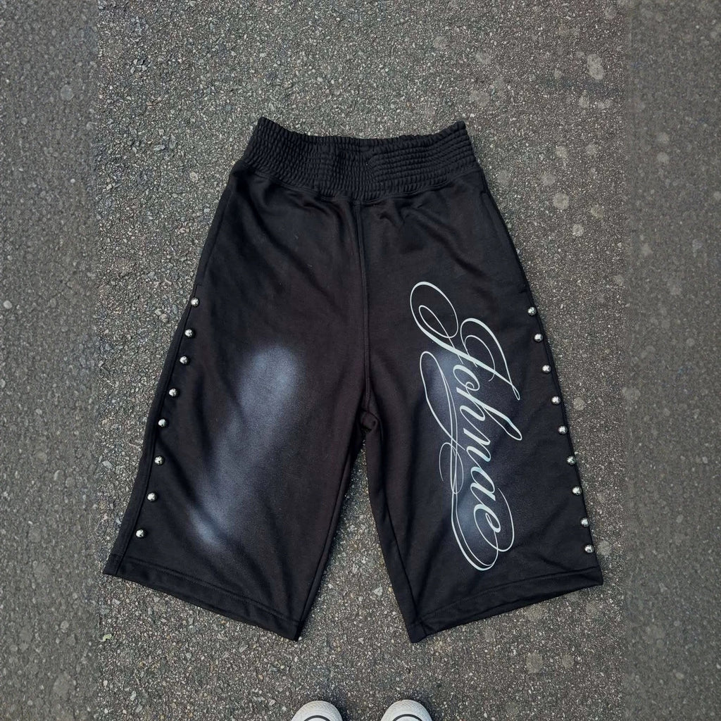 Y2k Retro Studded Hip Hop Style Loose Short