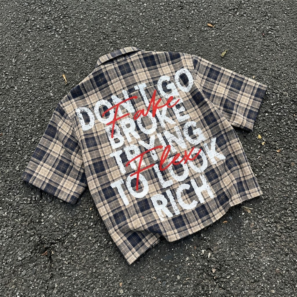 Don't Go Broke Trying To Look Rich Graphic Plaid Jacket Shirt