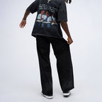 Cross Rhinestones Fit Denim Baggy Jeans