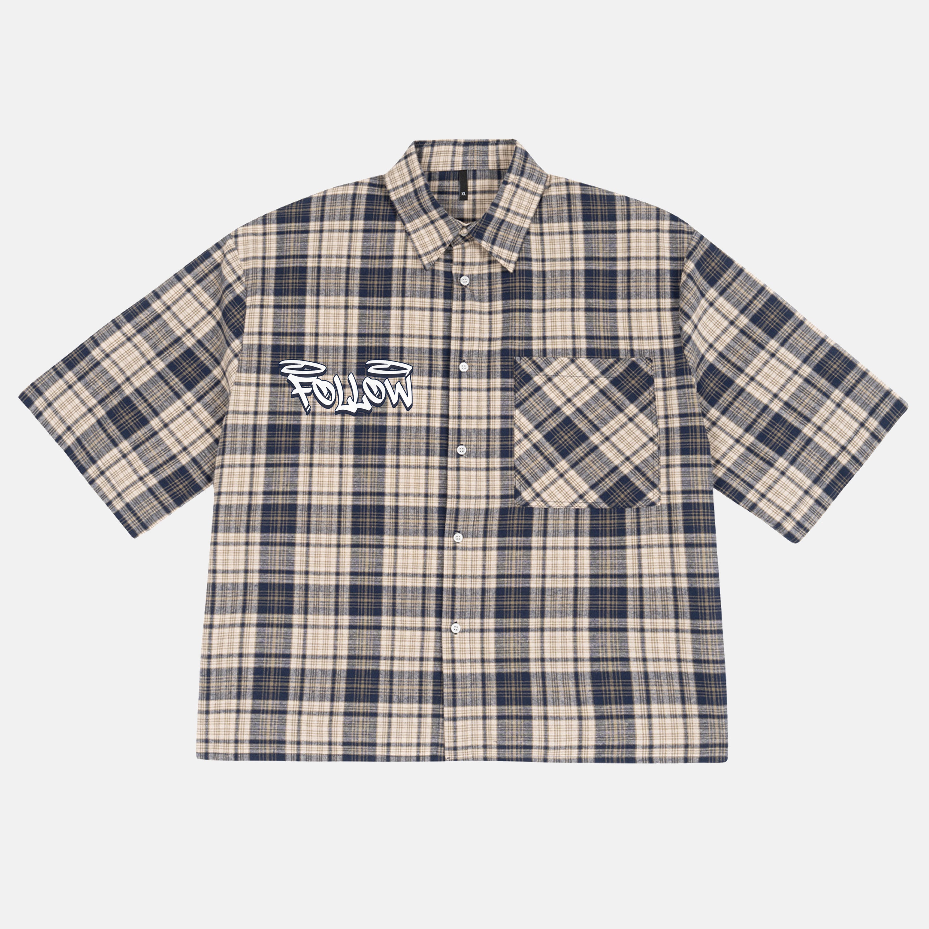 Street Leisure Follow Your Path Graphic Plaid Jacket Shirt