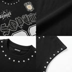 Y2k Retro Sopula Badge Graphic Rhinestone Tank Top