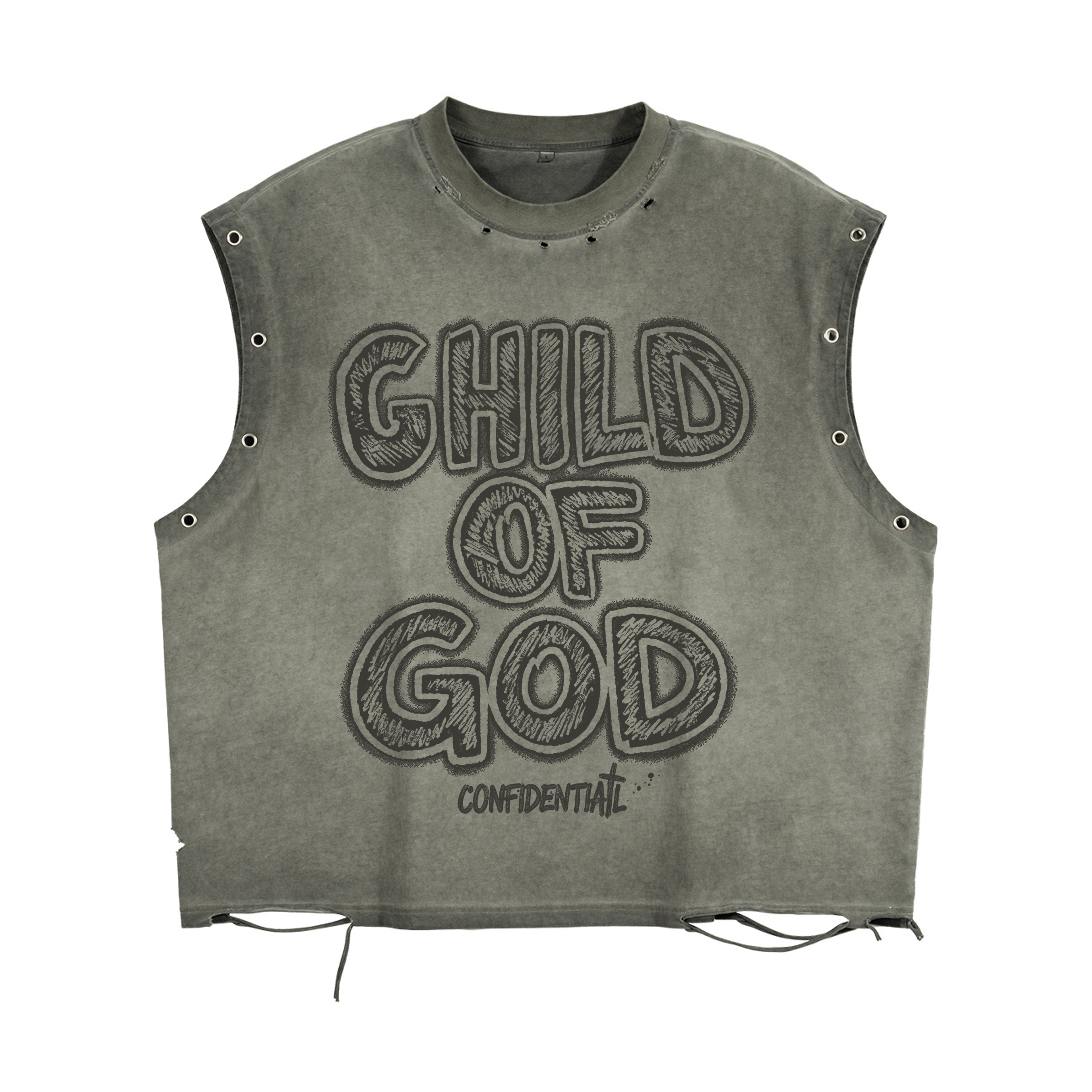 Jesus Child Of God Alphabet Graffiti Graphic Worn-out Boxy Tank Top