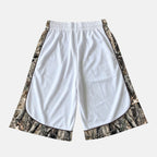 Color-blocked Camouflage Print Drawstring Casual 1/2 Shorts