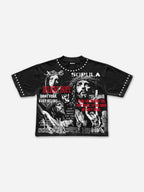 Jesus And The Bible Vintage Graphic Rhinestone Cropped T-shirt