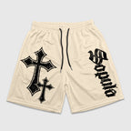 Sopula Cross Religion Graphic Mesh Athletic Shorts