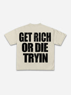 Vintage Get Rich Money Portrait Print Cotton T-shirt
