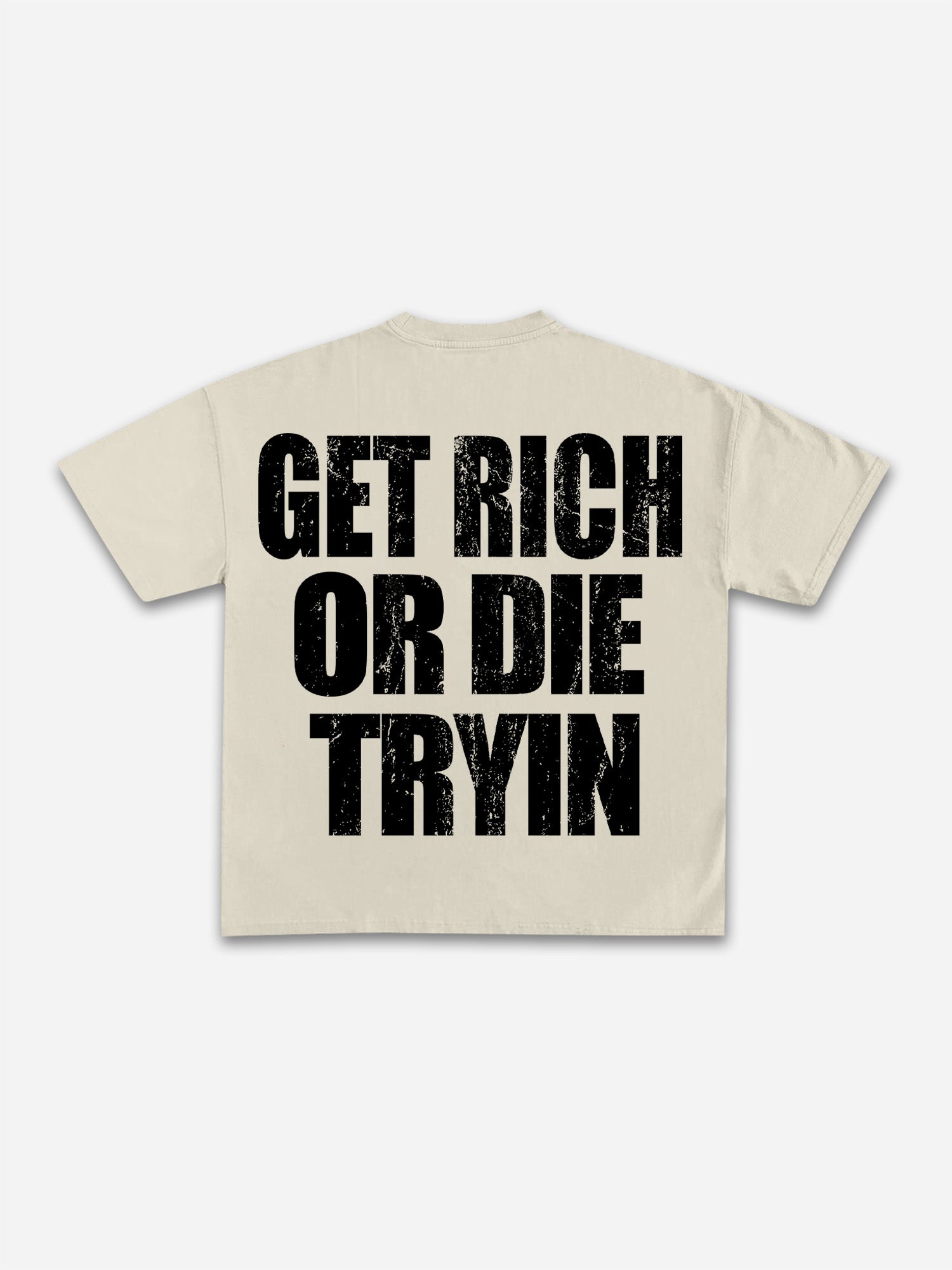 Vintage Get Rich Money Portrait Print Cotton T-shirt