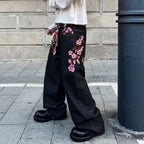 Men's Fashion Y2k Retro Floral Pattern Baggy Jeans