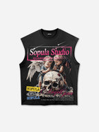 Angels Praying Skull Graphic Tank Top