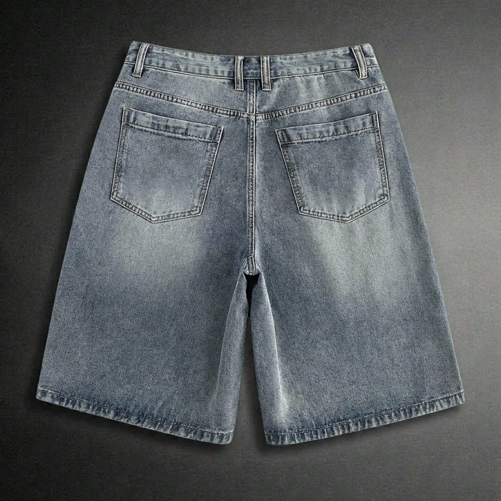 Men's Printed Pattern Loose Fit Denim Shorts Jorts