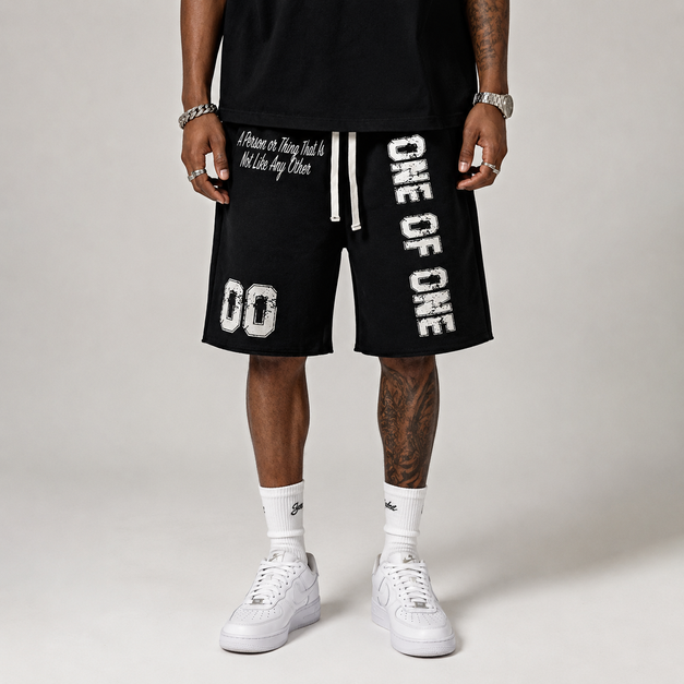 Vintage Word Graphic Drawstring Casual Pocket Shorts