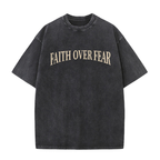 Faith Overcomes Fear Cross Graphic Acid Washed T-shirt