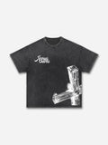 Vintage Casual Jesus Saves Graphic Acid Washed T-shirt