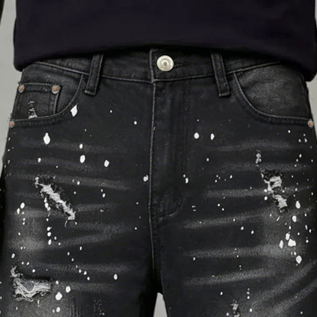 Men's Retro Washed Ripped Denim Shorts