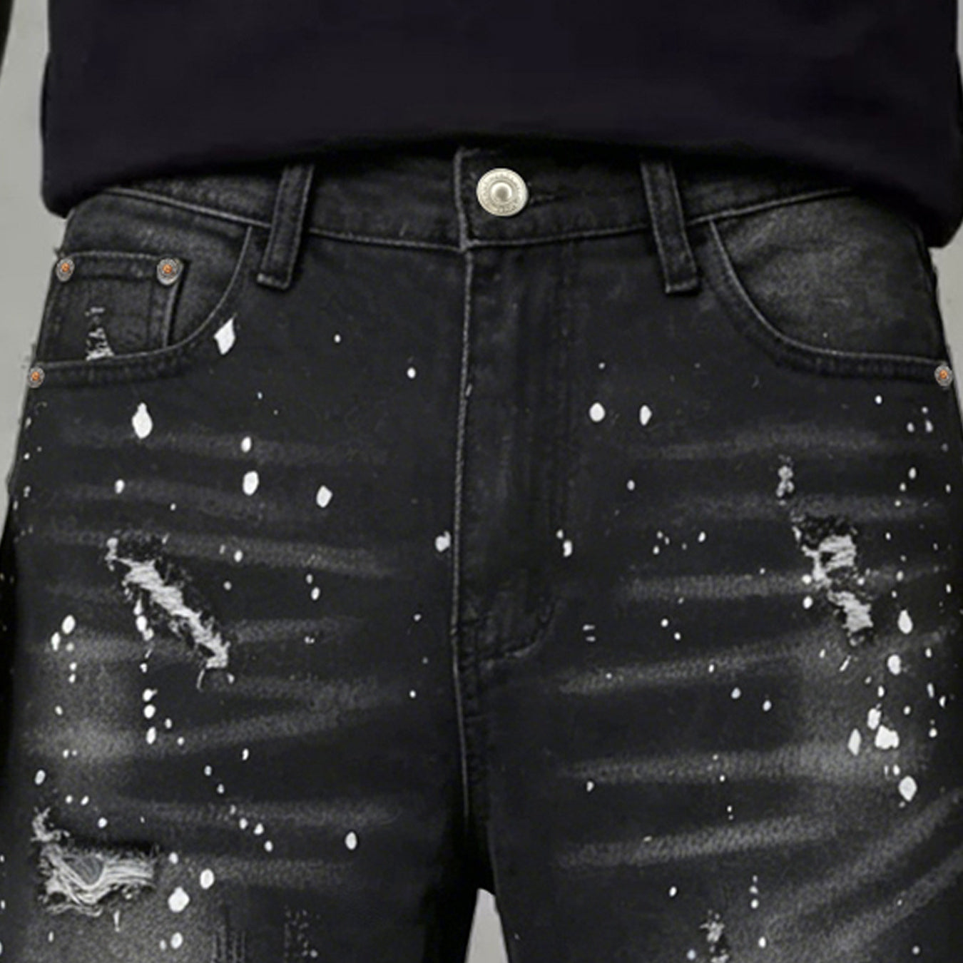 Men's Retro Washed Ripped Denim Shorts