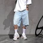 Men's Fashion Ripped Loose Denim Shorts Jorts