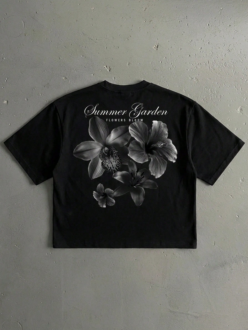 Handwritten Fonts Street Style Floral Graphic Cotton T-shirt