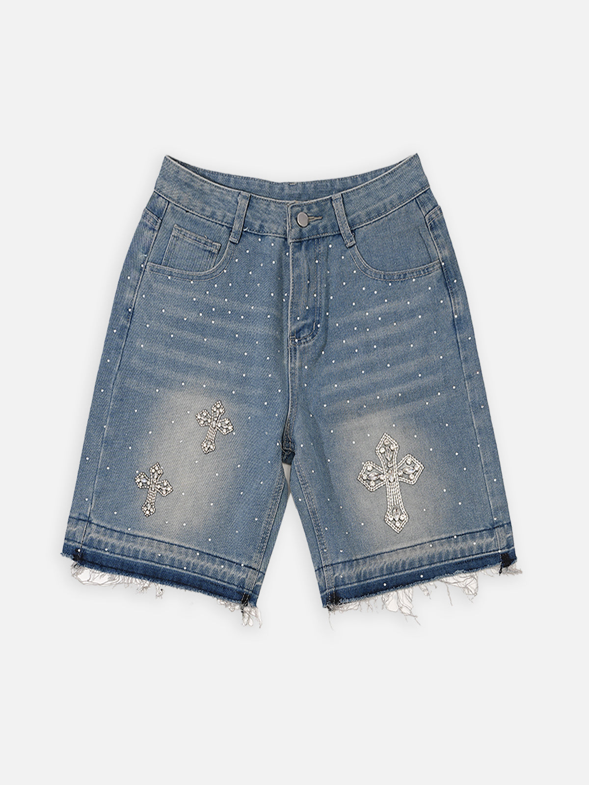 Hiphop Cross Hot Diamond Denim Shorts
