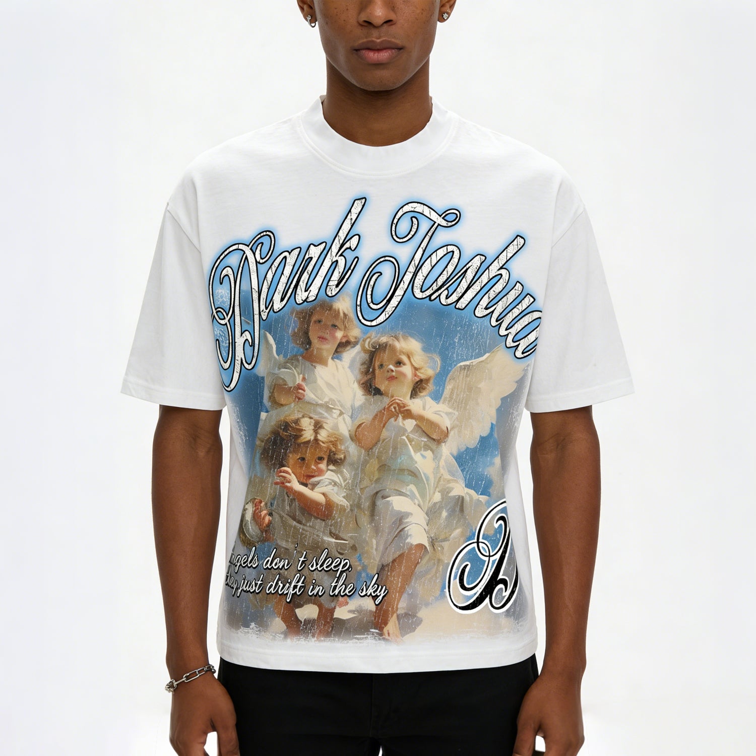 Dark Joshua Angel Graphic Cropped T-shirt