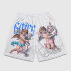 God's Child Flowers Angel Vintage Graphic Mesh Athletic Shorts