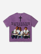 Retro First Sunday Faith Graphic Print Acid Washed T-shirt