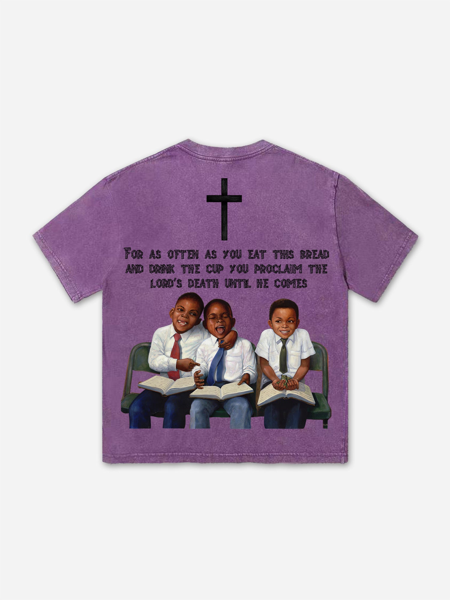 Retro First Sunday Faith Graphic Print Acid Washed T-shirt