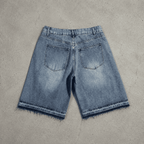 Streetwear Washed Distressed Star Appliqué Denim Jorts