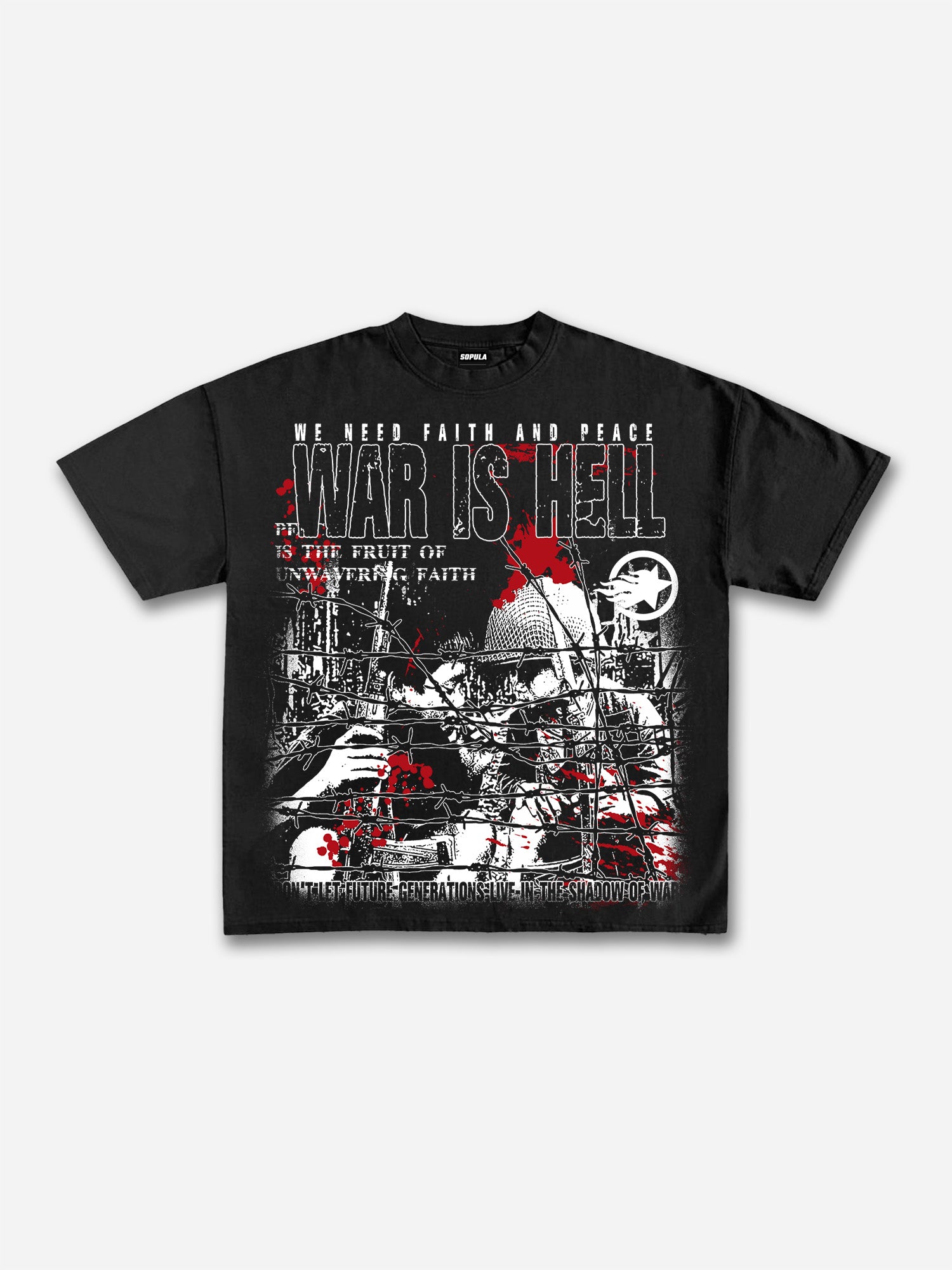 War Is A Hell Retro Old Graphic Cotton T-shirt