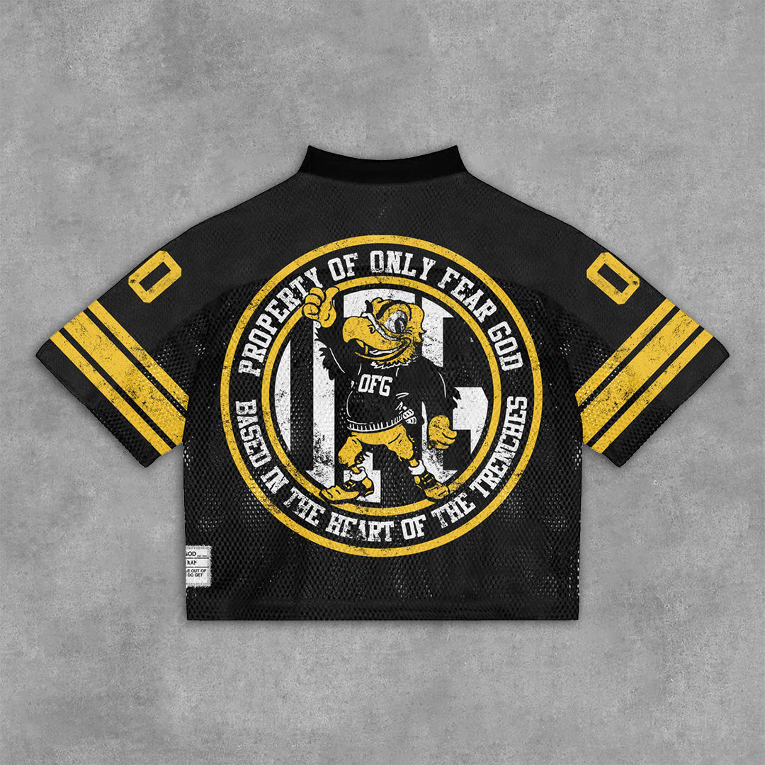 Vintage Only Fear God Graphics Blokecore Blokette Cotton Football V-neck T-Shirt