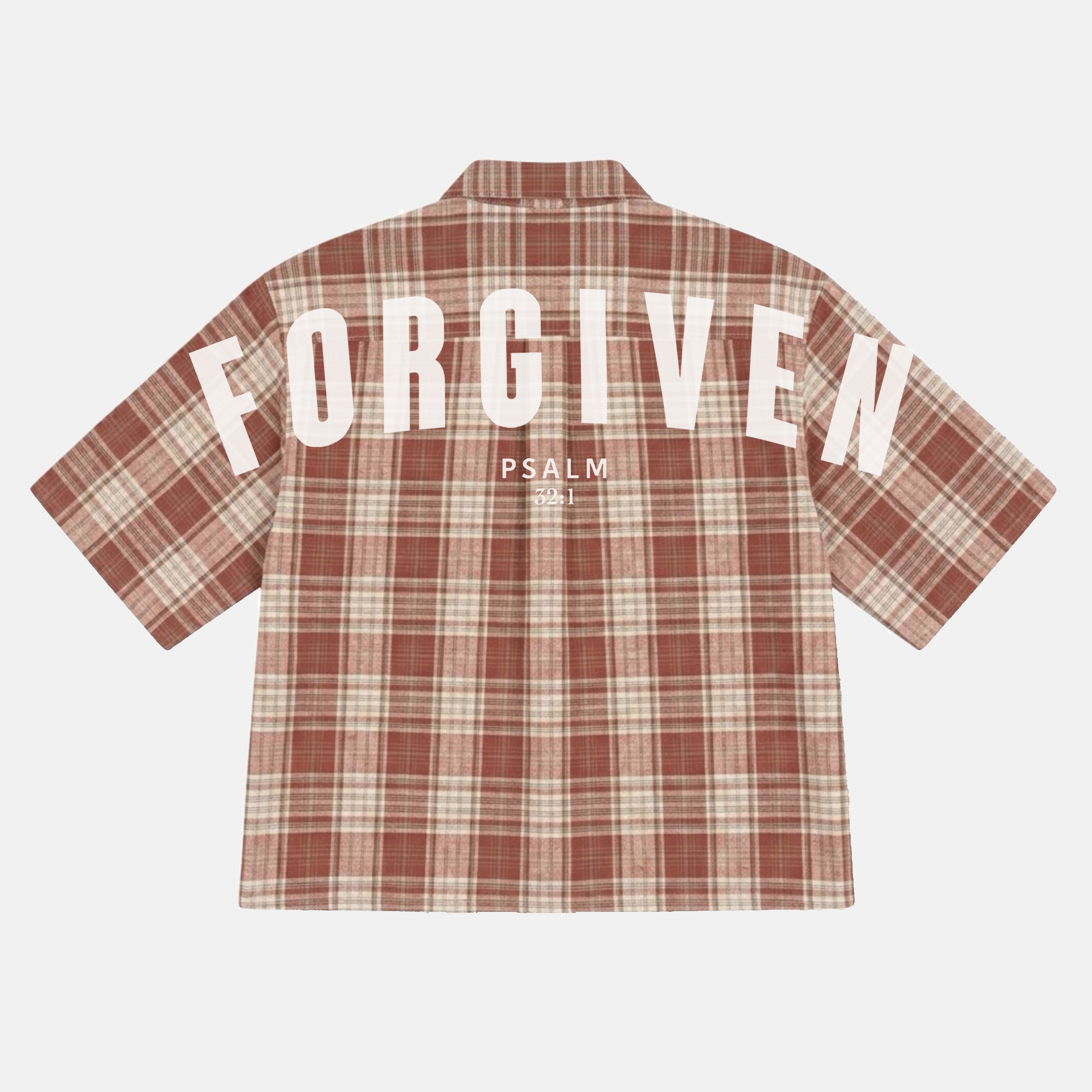 Forgiven Psalm 32：1 Slogan Graphic Plaid Jacket Shirt