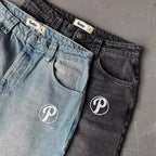 Men's Y2k Casual Patchwork Loose Curved  Baggy Jeans
