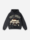 Vintage First Sunday Faith Graphic Acid Washed Oversized Hoodie