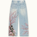 Men's Retro Japanese Floral Samurai Wide-leg Jeans