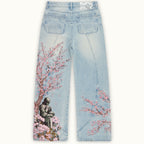 Men's Retro Japanese Floral Samurai Wide-leg Jeans