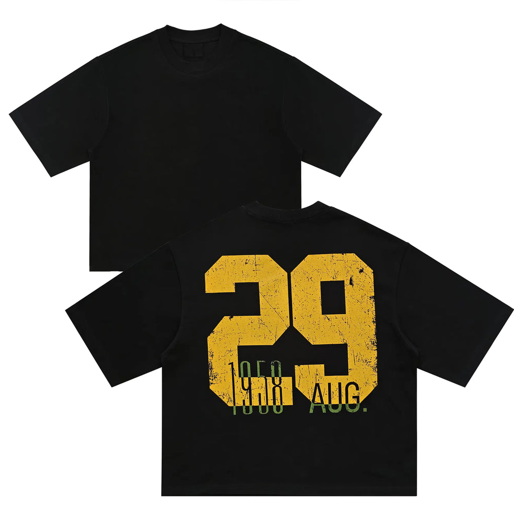 Retro Number Graffiti Print Pure Cotton Sports Short-sleeved T-shirt