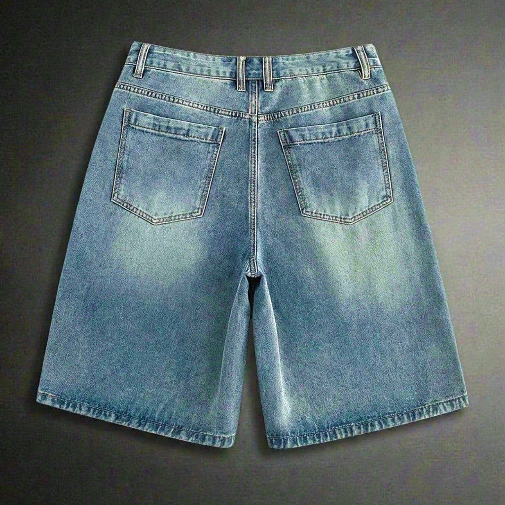 Men's Printed Pattern Loose Fit Denim Shorts Jorts
