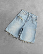 Men's Gothic Punk Washed Ripped Denim Shorts Jorts