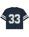 Brooklyn College Blue No. 33 Short-sleeve Oversized Mesh Jersey T-shirt