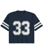 Brooklyn College Blue No. 33 Short-sleeve Oversized Mesh Jersey T-shirt