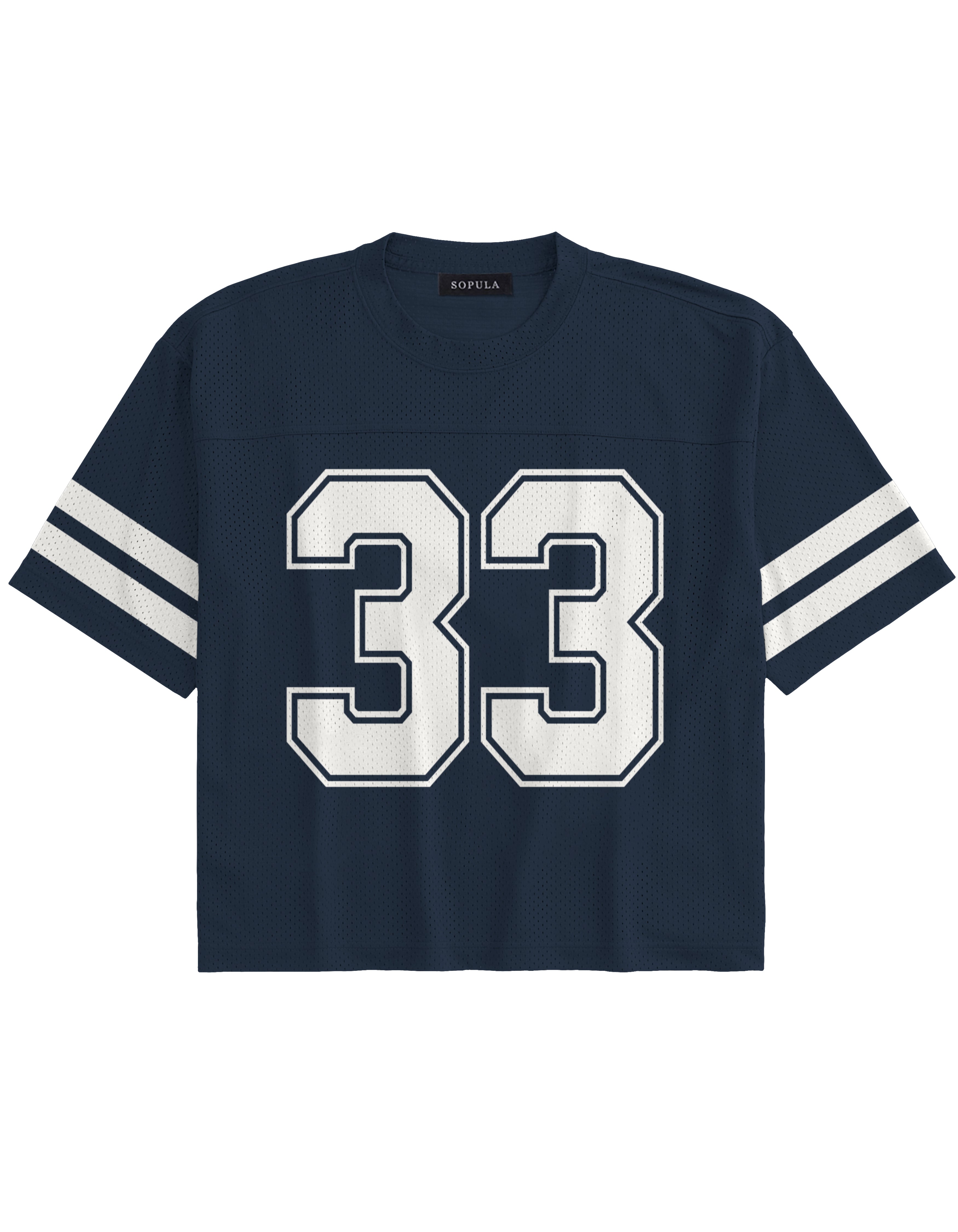 Brooklyn College Blue No. 33 Short-sleeve Oversized Mesh Jersey T-shirt