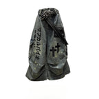 Hip-Hop Gothic Cross-style Denim Capri Baggy Jeans